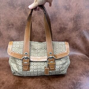 Coach Y2K F12312 Soho Signature Jacquard Flap Satchel Bag Bwn